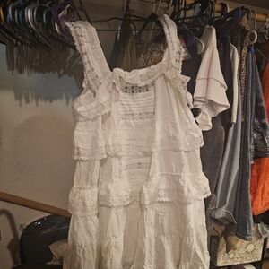 Free People White Lace Ruffle Dress Romper Built In Shorts